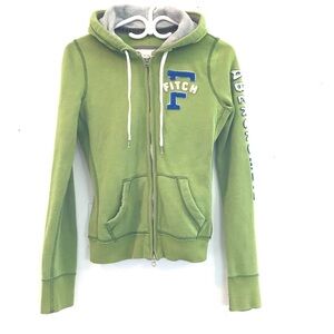 VTG Abercrombie & Fitch hoodie women’s S green spell out sleeve Y2K skater retro